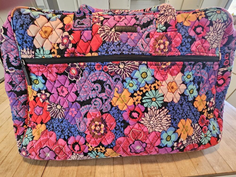 VERA BRADLEY Retired FLORAL FIESTA LARGE TRAVEL WEEKENDER BAG LUGGAGE SOFT